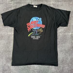 Men's Vintage 90's Planet Hollywood Orange County California Black T Shirt Sz L